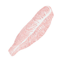 Cod fillet. Raw white fish steak, healthy organic seafood ingredient for restaurant menu, fresh mackerel pangasius gourmet meal cartoon style. Vector flat illustration