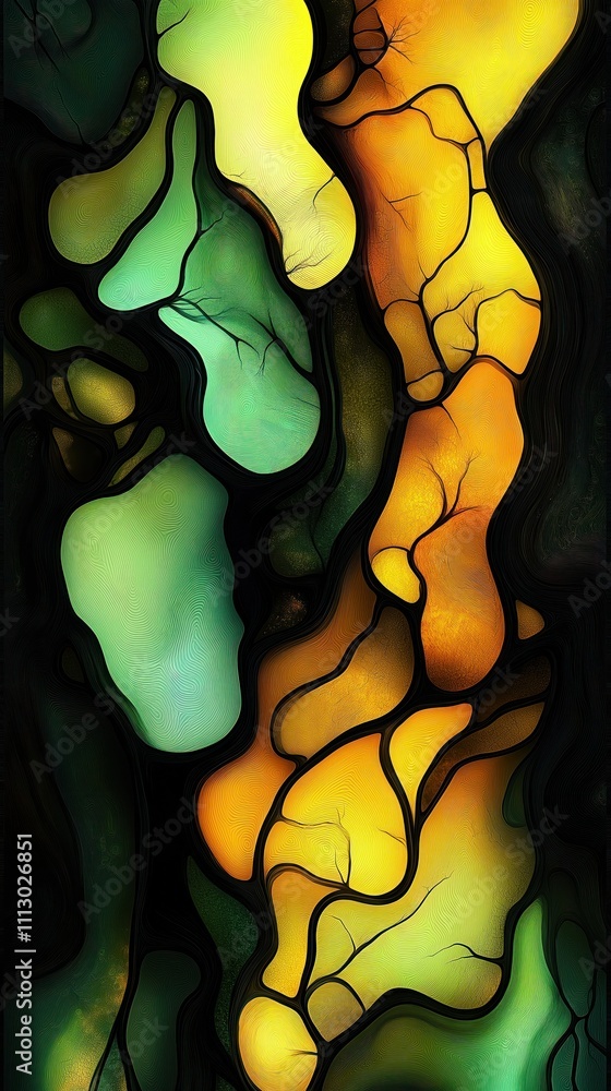 Poster abstract design with flowing colors, lines. unique shapes, textures combine in vibrant display of co