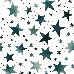 Seamless pattern with blue stars on white background. Festive design for Christmas, New Year, Hanukkah, birthday, baby shower celebration. Watercolor illustration for  print, fabric, wrapping paper