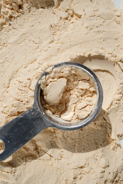 Scoop of vegan protein powder