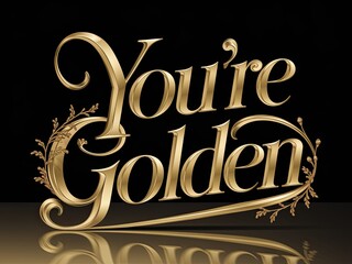 Obraz premium Ornate Gold Calligraphy with Floral Embellishments on Glossy Surface