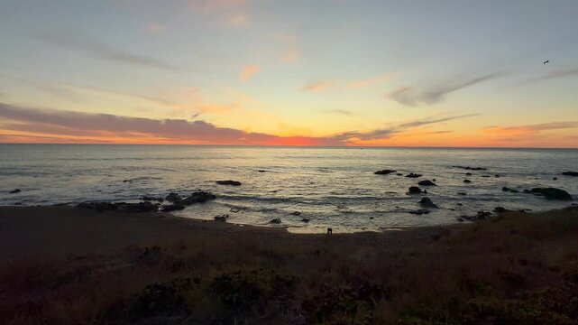 4K Sunset at Moonstone Beach, Cambria, San Luis Obispo County, California. Highway 1.