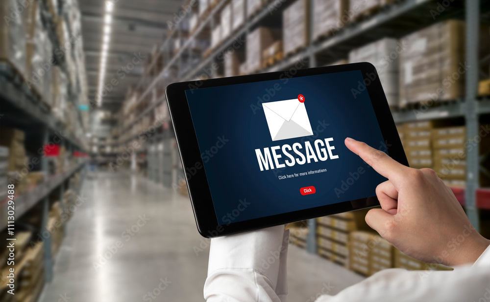 Aufkleber email notification message showing on computer screen snugly. digital marketing message information 