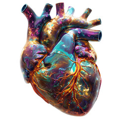 Realistic Human Heart Model with Detailed Anatomy, Ideal for Medical Study, Science Projects, and Health Education - Transparent Background PNG Cutout