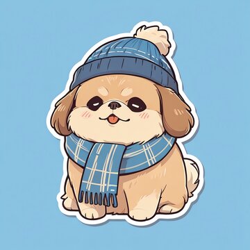 recommend clip art: Adorable Winter Puppy in Cozy Hat and Scarf