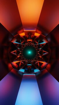 Vertical Video of a rhythmic neon loop featuring spinning geometric patterns
