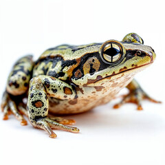 Close-Up of a Spotted Frog on a White Background