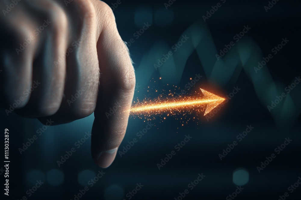 Poster a hand pointing to an arrow on a screen