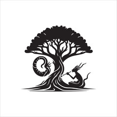 best banyan tree vector silhouette