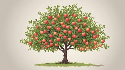 Obraz premium A Lush Apple Tree Abundantly Bearing Red Apples