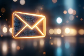 A glowing envelope with a bright orange border