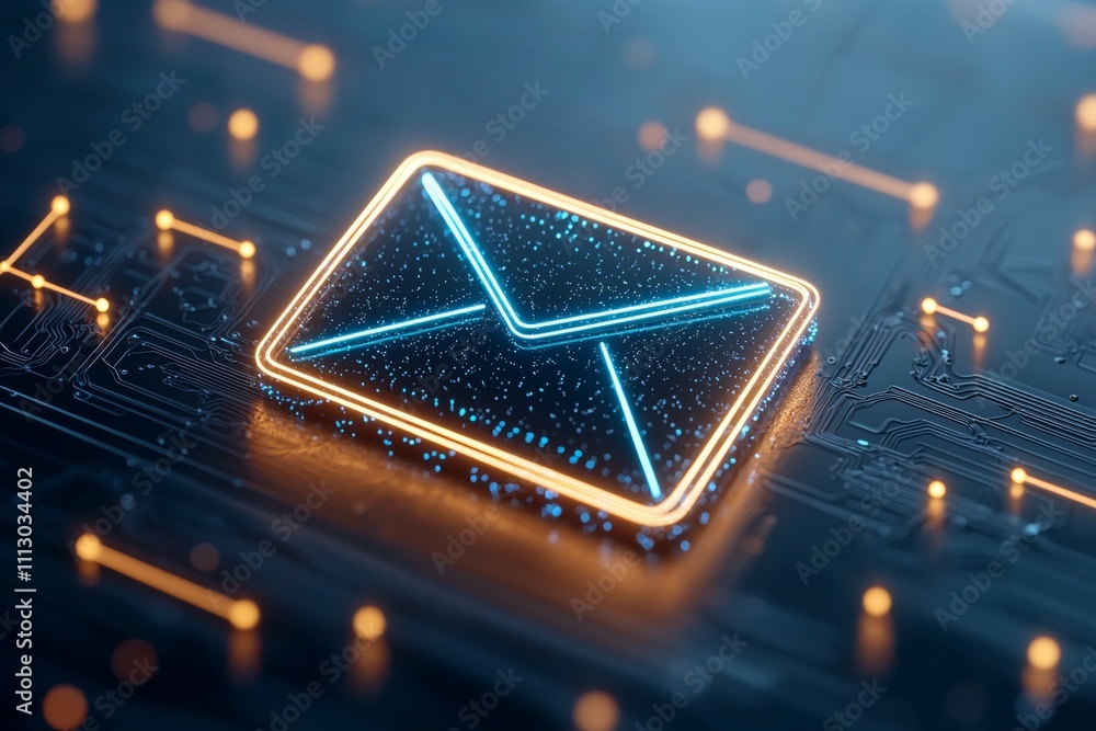 Poster a computer chip with an envelope on it