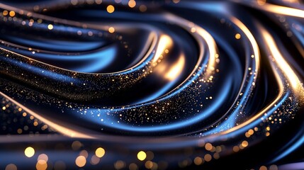 Close-up of a luxurious black and gold abstract background, with shimmering gold accents, perfect for a sophisticated business presentation banner