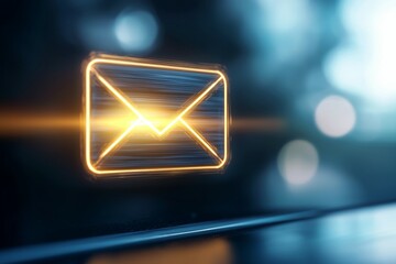 An envelope is shown with a bright orange glow