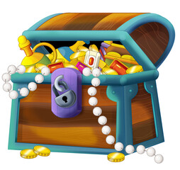 Cartoon element treasure chest on white background - illustration for the children