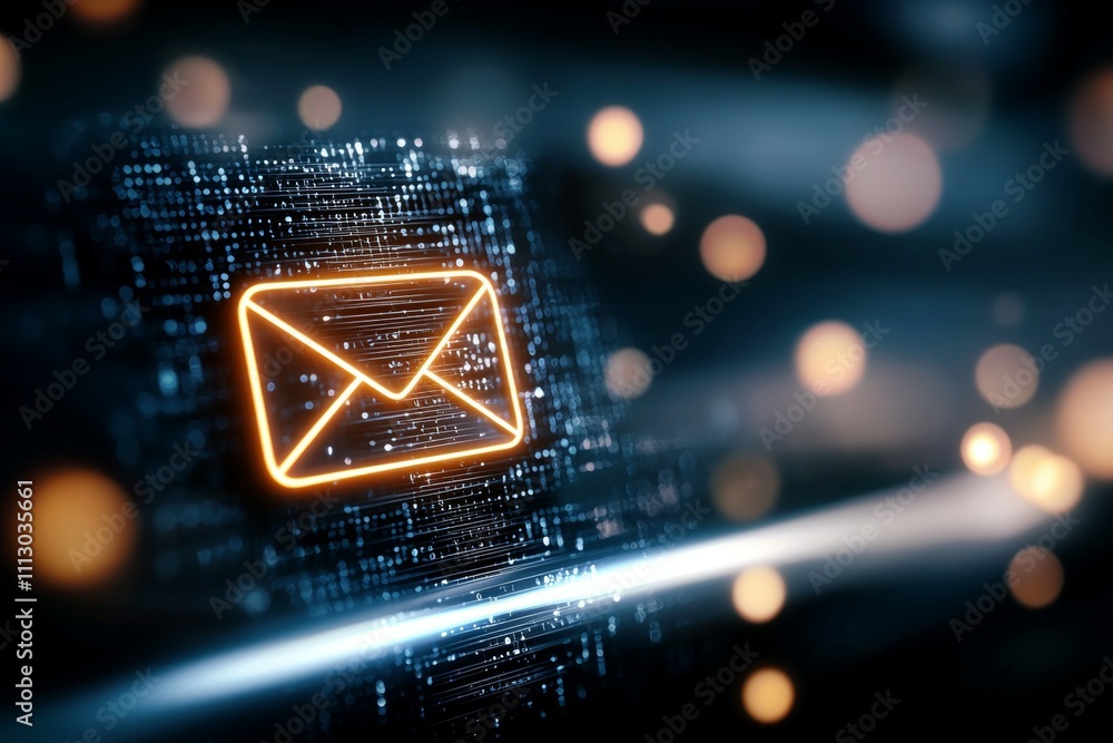 Poster an envelope is displayed on a computer screen with a glowing orange border