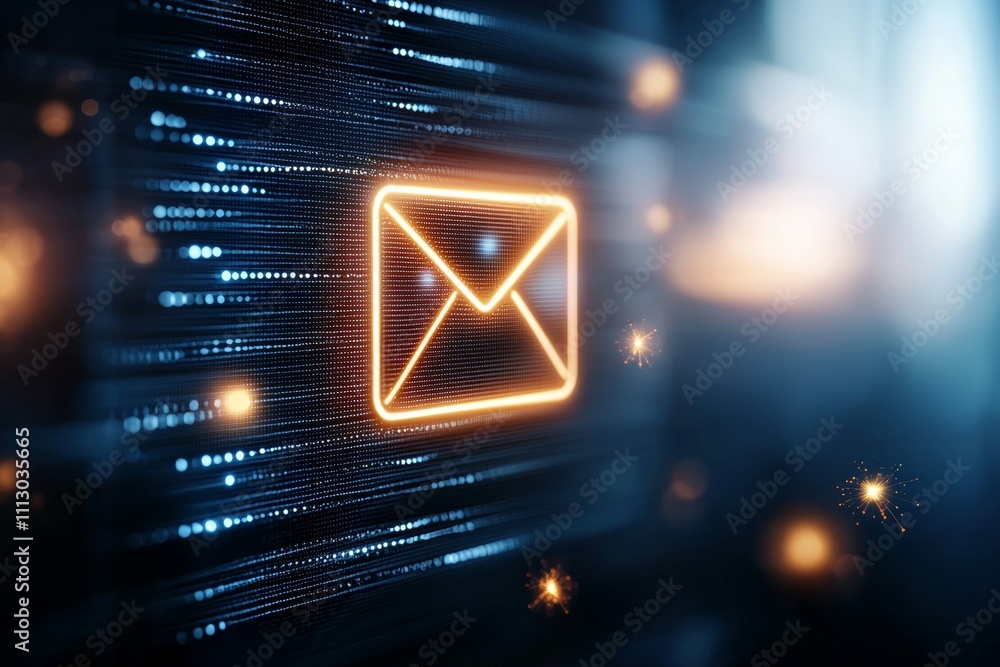 Poster a glowing envelope is displayed on a computer screen