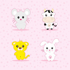cute animals set