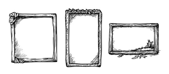 monochrome doodle style ornate picture frames collection