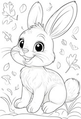 Cartoon Bunny Coloring Page Illustration