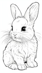 Fototapeta premium Cartoon Bunny Coloring Page Illustration