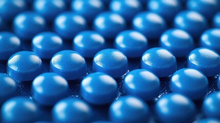 Blue pills forming a geometric pattern on a blister pack