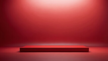 Minimalist red monochromatic platform on seamless background