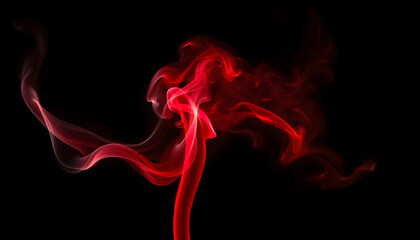 Fototapeta premium Artificial magic smoke in red light on black background isolated with white highlights, png