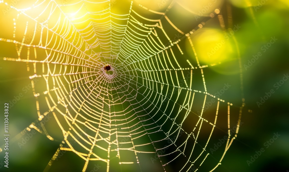 Wall mural a macro photograph of a spiders web highlighting the similarities between the structure of a web and