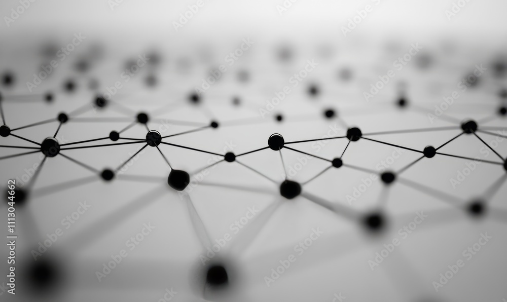 Aufkleber a network of black interconnected nodes on a white surface, representing a simplified model of a dig