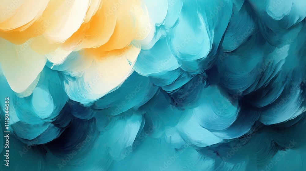 Poster abstract painting shows colorful liquids mixing creating fluid abstract art. dynamic blend of vibran