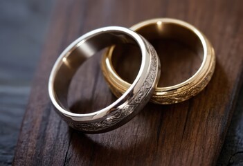 wedding rings on a table