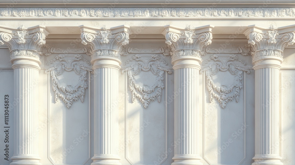 Poster ornate architectural columns with intricate detailing and classical design.
