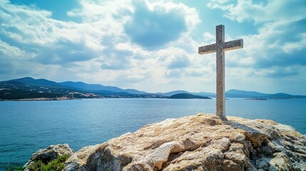 Serene Seaside Cross
