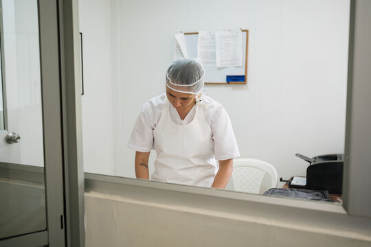 Female food industry worker in the office