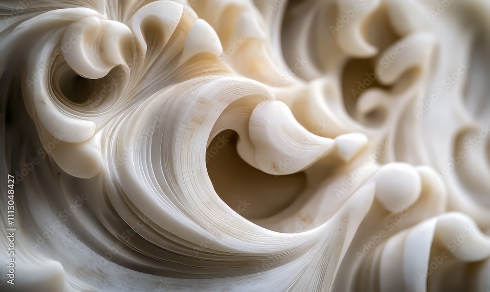 Poster a detailed and intricate close-up of a marble sculpture, showcasing swirling patterns and textures t