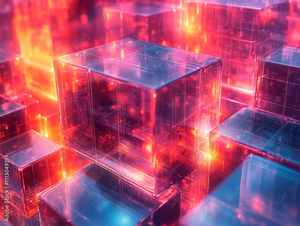 Poster image displays a dense, 3d grid of red and pink cubes interconnected by lines, suggesting complexity