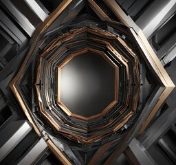 Obraz premium Abstract geometric design with metallic shine, background, wall, silver