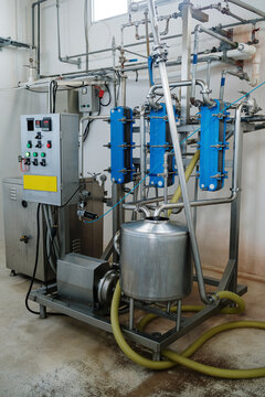 Industrial pasteurizer in a dairy plant