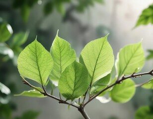 Close-up of delicate macro leaves on a soft blurred background, gentle, texture, bokeh