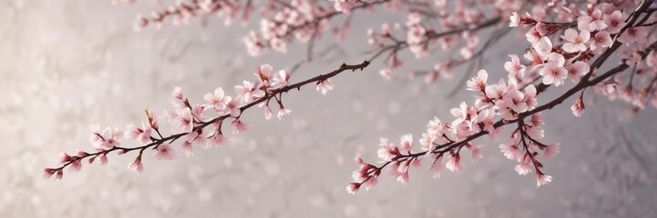 Fototapeta premium Dainty cherry blossoms and sakura branches in a delicate pattern, spring, floral, watercolor