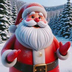 Santa Claus on the snow in the forest