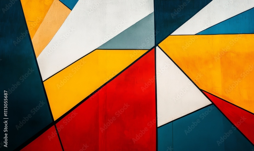 Poster abstract geometric pattern with bold contrasting colors. sharp lines