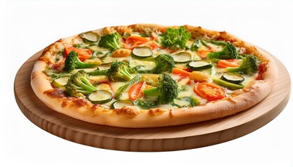 Vegetarian pizza on isolated white background