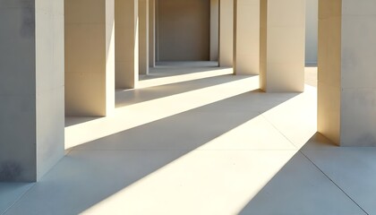 vertical building pillars and shadows on the floor