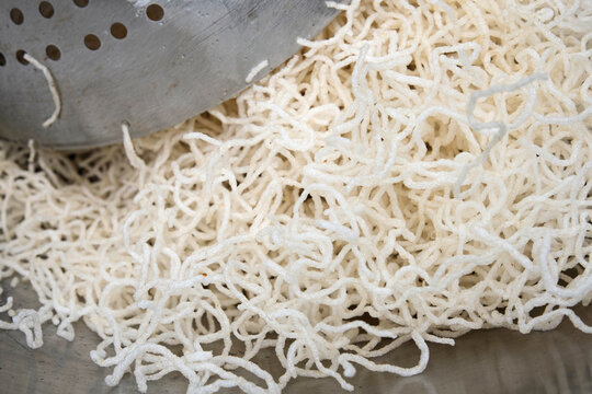 Closeup of freshly fried vermicelli