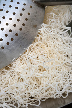 Closeup of freshly fried vermicelli