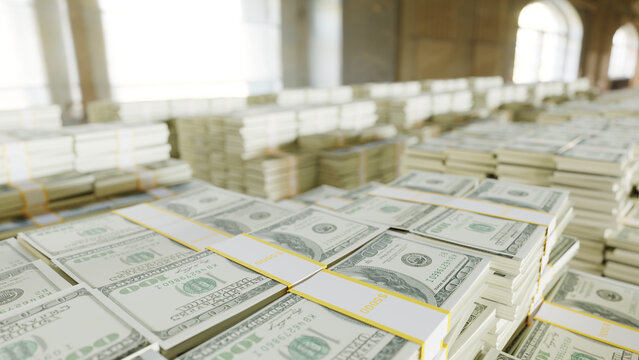 Dollars inside a bank 