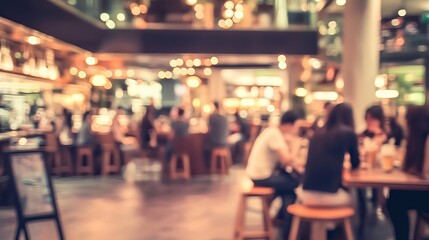 Fototapeta premium A vibrant and bustling cafe scene with people enjoying their time together in a warm atmosphere.