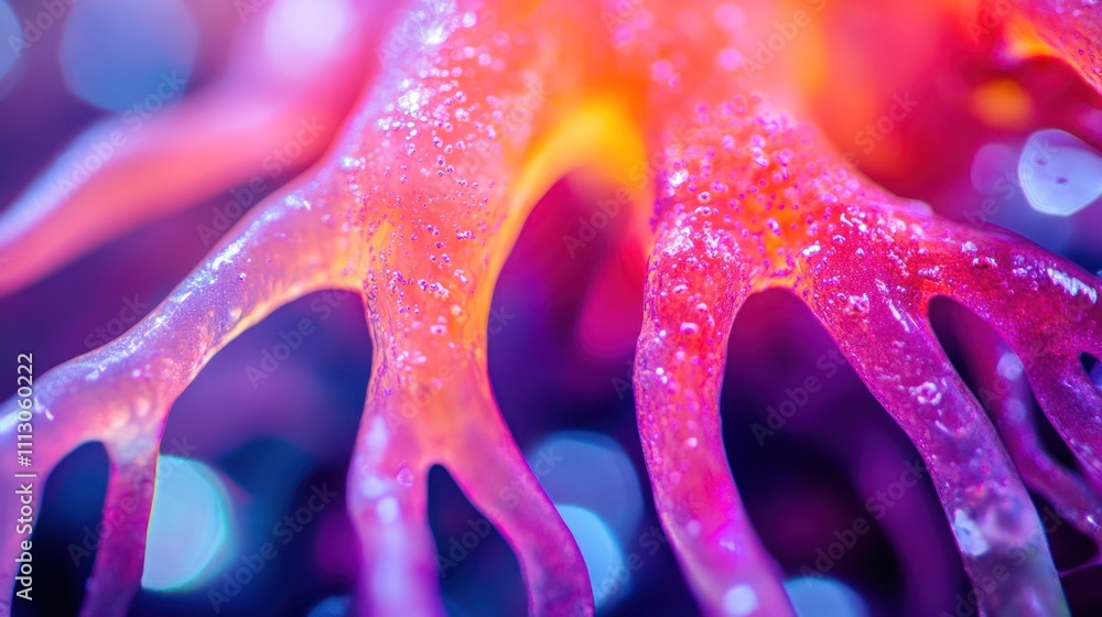 Poster a vibrant, close-up view of colorful coral with intricate, branching structures.